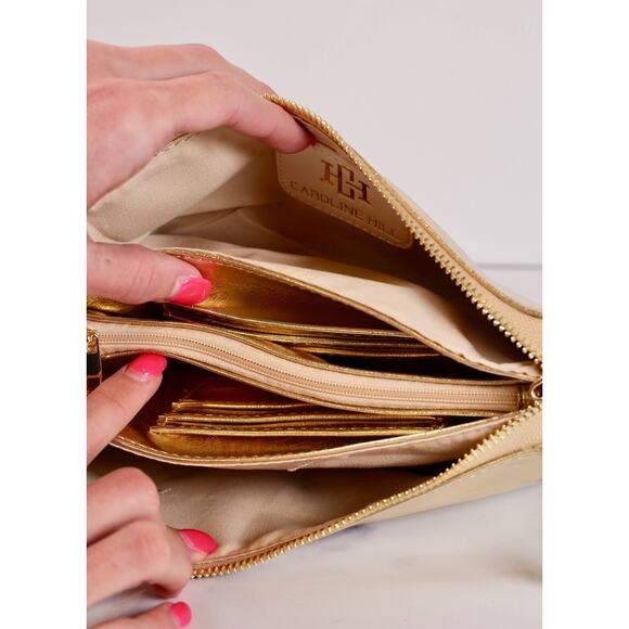 Liz 3 Compartment Crossbody Bag Metallic Crimson - Picture 6 of 6